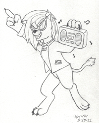 Size: 708x883 | Tagged: safe, artist:hericks, oc, oc only, diamond dog, cassette player, cassette tape, diamond dog oc, doodle, sunglasses