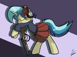 Size: 4000x3000 | Tagged: safe, artist:flaremoon, derpibooru import, oc, oc:mercury haze, pony, unicorn, clothes, female, gun, mafia, mare, shotgun, skirt, solo, weapon