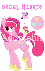 Size: 1610x2515 | Tagged: safe, artist:starlight-j, derpibooru import, apple bloom, princess cadance, oc, alicorn, earth pony, pony, adoptable, auction, base used, clothes, earth pony oc, female, filly, fusion, high res, mare, obtrusive watermark, shoes, simple background, watermark