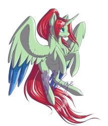 Size: 2000x2325 | Tagged: safe, artist:koolcatloveanimals, derpibooru import, oc, oc only, oc:wysteria, alicorn, pony, alicorn oc, horn, solo, watermark, wings