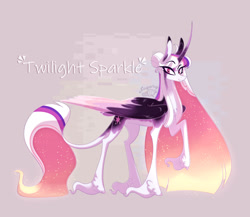 Size: 1280x1111 | Tagged: safe, artist:sugaryicecreammlp, derpibooru import, twilight sparkle, twilight sparkle (alicorn), alicorn, pony, alternate design, gray background, simple background, solo