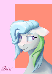 Size: 1317x1878 | Tagged: safe, artist:i love hurt, derpibooru import, oc, oc only, oc:intel, earth pony, pony, blushing, cute, looking at each other, solo