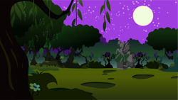 Size: 1190x672 | Tagged: safe, artist:hellswolfeh, derpibooru import, nightmare moon, luna eclipsed, season 2, background, everfree forest, full moon, moon, night, no pony, scenery, statue