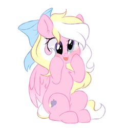 Size: 1000x1000 | Tagged: safe, artist:thieftea, derpibooru import, oc, oc only, oc:bay breeze, pegasus, pony, :p, blushing, bow, cute, female, hair bow, mare, ocbetes, pegasus oc, simple background, sketch, squishy cheeks, tongue, tongue out, white background
