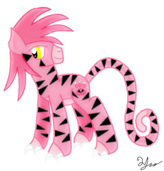 Size: 960x1006 | Tagged: safe, artist:mudmee-thai, derpibooru import, cat, cat pony, original species, pony, male, pink panther, ponified, smiling, solo, stallion