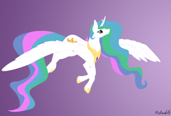 Size: 9316x6304 | Tagged: safe, artist:misskanabelle, derpibooru import, princess celestia, alicorn, pony, absurd file size, absurd resolution, female, flying, gradient background, hoof shoes, mare, peytral, signature, solo