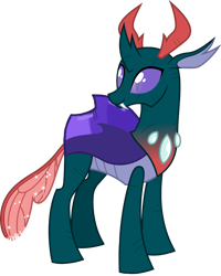 Size: 3282x4096 | Tagged: safe, artist:agdapl, derpibooru import, pharynx, changedling, changeling, looking back, male, prince pharynx, simple background, solo, transparent background