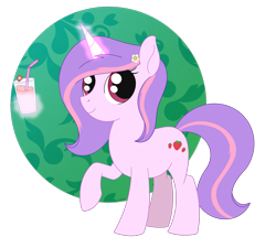 Size: 1871x1682 | Tagged: safe, artist:dyonys, derpibooru import, oc, oc:strawberry milk, pony, unicorn, female, flower, flower in hair, mare, milk, raised hoof, raised leg