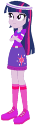 Size: 161x548 | Tagged: safe, artist:selenaede, artist:user15432, derpibooru import, twilight sparkle, twilight sparkle (alicorn), alicorn, human, equestria girls, base used, belt, clothes, crossed arms, gloves, golf, headband, purple dress, shoes, sneakers, socks, sports, sports outfit, sporty style, sweatband