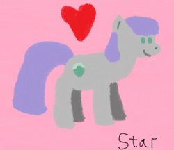 Size: 1725x1493 | Tagged: safe, artist:sister star, derpibooru import, maud pie, earth pony, pony, crayon drawing, female, heart, mare, pink background, simple background, solo, standing, traditional art