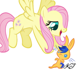 Size: 506x456 | Tagged: safe, artist:katjuarez237, derpibooru import, flash sentry, fluttershy, pegasus, pony, rabbit, bunnified, female, flutterflash, male, race swap, shipping, species swap, straight