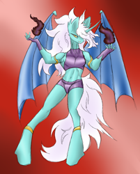 Size: 3048x3784 | Tagged: safe, artist:skygunner, derpibooru import, oc, oc only, alicorn, anthro, bat pony, bat pony alicorn, pony, alicorn oc, bat pony oc, bat wings, fire, high res, horn, long mane, solo, unnamed oc, wings