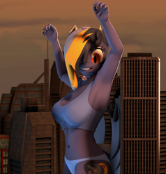 Size: 2060x2160 | Tagged: safe, artist:arcanetesla, derpibooru import, oc, oc:eve, anthro, bat pony, 3d, armpits, big breasts, breasts, commission, cute, female, giantess, macro, source filmmaker, ych result