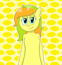 Size: 720x760 | Tagged: safe, artist:shycookieq, derpibooru import, oc, oc only, anthro, earth pony, abstract background, bedroom eyes, bust, earth pony oc, smiling, solo