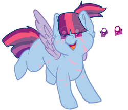 Size: 798x687 | Tagged: safe, artist:admirariadopts, artist:pupinstine, derpibooru import, oc, oc only, oc:magical lightning bolt, pegasus, pony, baby, baby pony, base used, blank flank, eye clipping through hair, female, filly, foal, magical lesbian spawn, offspring, parent:rainbow dash, parent:twilight sparkle, parents:twidash, scar, simple background, solo, spread wings, white background, wings