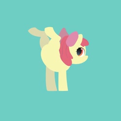 Size: 2550x2550 | Tagged: safe, artist:vxvcurie, derpibooru import, apple bloom, earth pony, pony, balancing on front legs, female, filly, simple background, solo