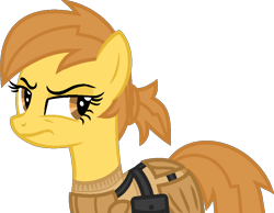 Size: 887x690 | Tagged: safe, artist:pegasski, derpibooru import, oc, oc only, earth pony, pony, fallout equestria, bag, base used, clothes, earth pony oc, enclave, eyelashes, female, frown, mare, saddle bag, simple background, solo, transparent background