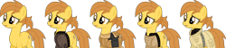 Size: 3118x676 | Tagged: safe, artist:pegasski, derpibooru import, oc, oc only, earth pony, pony, fallout equestria, bag, base used, clothes, earth pony oc, enclave, eyelashes, female, mare, saddle bag, simple background, transparent background