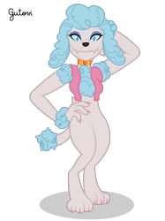 Size: 1875x2501 | Tagged: safe, artist:gutovi, diamond dog, dog, poodle, clothes, commission, female, female diamond dog, georgette, high res, looking at you, oliver and company, simple background, solo, transparent background, vest