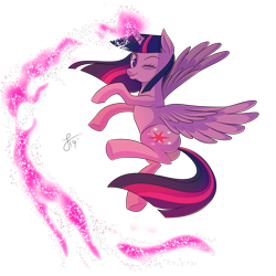 Size: 1536x1536 | Tagged: safe, artist:tehnutball, derpibooru import, twilight sparkle, twilight sparkle (alicorn), alicorn, pony, female, magic, mare, no pupils, one eye closed, simple background, solo, transparent background, wink