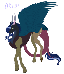 Size: 2532x2922 | Tagged: safe, artist:colbyfoxx, derpibooru import, oc, oc:orion, draconequus, hybrid, interspecies offspring, male, offspring, parent:discord, parent:princess luna, parents:lunacord, simple background, solo, white background