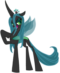 Size: 1690x2048 | Tagged: safe, artist:agdapl, derpibooru import, edit, idw, queen chrysalis, changeling, changeling queen, fiendship is magic, female, hoof on chest, raised hoof, raised leg, simple background, solo, transparent background