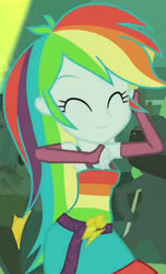 Size: 1920x3150 | Tagged: safe, derpibooru import, screencap, rainbow dash, equestria girls, equestria girls (movie), ^^, belt, clothes, cropped, cute, cutie mark, cutie mark on clothes, dancing, dashabetes, eyes closed, fall formal outfits, female, fingerless gloves, gloves, male, sleeveless, smiling, solo focus