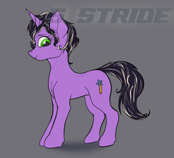 Size: 1714x1554 | Tagged: safe, artist:shade stride, derpibooru import, oc, oc:lavender sprout, pony, unicorn, full body, horn, looking down, simple background, solo, unicorn oc, watermark