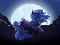 Size: 2048x1536 | Tagged: safe, artist:alrumoon.art, derpibooru import, princess luna, alicorn, female, moon, night, solo