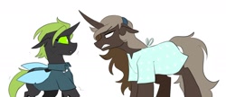 Size: 1986x854 | Tagged: safe, artist:redxbacon, derpibooru import, oc, oc only, oc:parch well, changeling, pony, unicorn, changeling oc, green changeling, horn, unicorn oc