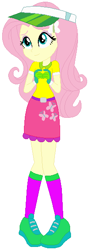 Size: 202x575 | Tagged: safe, artist:selenaede, artist:user15432, derpibooru import, fluttershy, human, equestria girls, base used, belt, clothes, gloves, golf, green hat, hairpin, hat, purple socks, shoes, sneakers, socks, sports, sports outfit, sporty style, yellow dress