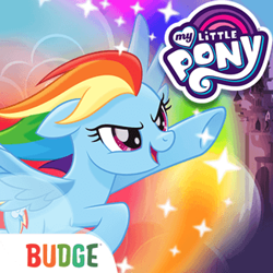 Size: 325x325 | Tagged: safe, derpibooru import, rainbow dash, pegasus, pony, my little pony: the movie, app, app icon, female, female focus, logo, mare, my little pony logo, rainbow, rainbow runners, solo, solo focus