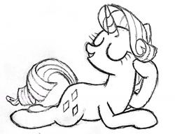 Size: 1426x1094 | Tagged: safe, anonymous artist, derpibooru import, rarity, pony, lineart, solo, traditional art