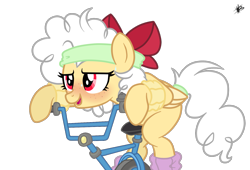 Size: 1623x1105 | Tagged: safe, artist:princessmoonsilver, derpibooru import, oc, pegasus, pony, exercise bike, female, mare, simple background, solo, transparent background