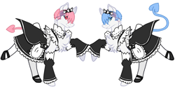 Size: 4096x2031 | Tagged: safe, artist:agdapl, derpibooru import, pony, base used, clothes, crossover, duo, maid, ponified, re:zero, signature, simple background, species swap, traditional art, white background