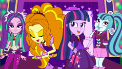 Size: 7000x3938 | Tagged: safe, artist:ktd1993, derpibooru import, adagio dazzle, aria blaze, sonata dusk, twilight sparkle, equestria girls, rainbow rocks, disguise, disguised siren, the dazzlings