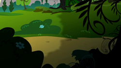 Size: 1280x720 | Tagged: safe, derpibooru import, screencap, bridle gossip, season 1, background, bush, everfree forest, flower, no pony, scenic ponyville, tree