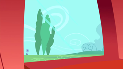 Size: 1280x720 | Tagged: safe, derpibooru import, screencap, bridle gossip, season 1, background, cloud, day, golden oaks library, no pony, ponyville, scenic ponyville, tree, window