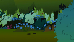 Size: 1280x720 | Tagged: safe, derpibooru import, screencap, bridle gossip, season 1, background, bush, everfree forest, no pony, poison joke, scenic ponyville, tree