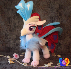 Size: 2381x2304 | Tagged: safe, artist:1stastrastudio, derpibooru import, queen novo, classical hippogriff, hippogriff, my little pony: the movie, irl, jewelry, necklace, pearl necklace, photo, plushie, seashell, solo