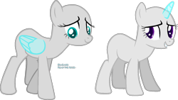 Size: 1265x713 | Tagged: safe, artist:eisabases, derpibooru import, oc, oc only, pegasus, unicorn, bald, base, duo, eyelashes, female, horn, mare, pegasus oc, simple background, smiling, transparent background, unicorn oc