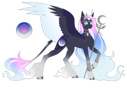 Size: 7140x5000 | Tagged: safe, artist:ohhoneybee, derpibooru import, princess luna, pony, absurd resolution, alternate design, scepter, simple background, solo, transparent background