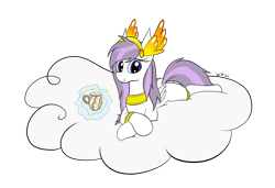 Size: 3190x2187 | Tagged: safe, artist:wapamario63, oc, oc only, oc:athena (shawn keller), pegasus, pony, cloud, cute, drink, featured image, female, guardians of pondonia, jewelry, levitation, looking at you, lying down, magic, mare, mug, necklace, regalia, simple background, solo, telekinesis, transparent background