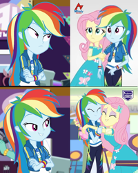 Size: 799x1000 | Tagged: safe, derpibooru import, edit, edited screencap, screencap, fluttershy, rainbow dash, better together, equestria girls, holidays unwrapped, rollercoaster of friendship, bedroom eyes, dashing through the mall, eyes closed, eyeshadow, female, flutterdash, hotline bling, lesbian, makeup, meme, milady record, perdana record, shipping