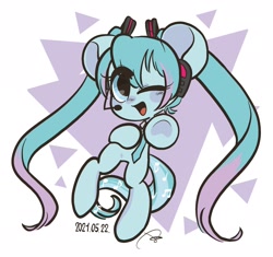 Size: 1960x1846 | Tagged: safe, artist:oc_ponys, derpibooru import, pony, anime, hatsune miku, headphones, kotobukiya hatsune miku pony, microphone, necktie, open mouth, ponified