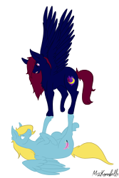 Size: 1186x1774 | Tagged: safe, artist:misskanabelle, derpibooru import, oc, oc only, pegasus, pony, duo, pegasus oc, signature, simple background, transparent background, wings