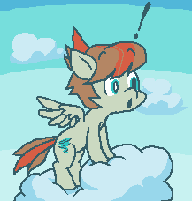 Size: 217x228 | Tagged: safe, artist:gorby, derpibooru import, oc, pegasus, cloud, pixel art, solo, surprised