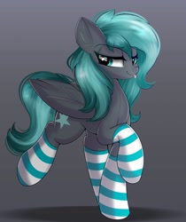 Size: 1661x1974 | Tagged: safe, artist:janelearts, derpibooru import, oc, oc only, pegasus, pony, clothes, female, mare, socks, solo, striped socks