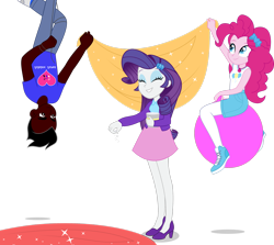 Size: 2596x2311 | Tagged: safe, artist:jasonpleas, derpibooru import, pinkie pie, rarity, oc, oc:jukebox james, equestria girls, geode of sugar bombs, magical geodes, space hopper