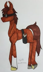 Size: 1809x3008 | Tagged: safe, artist:agdapl, derpibooru import, earth pony, pony, clothes, crossover, engineer, female, goggles, mare, ponified, rule 63, signature, solo, species swap, team fortress 2, traditional art, unshorn fetlocks